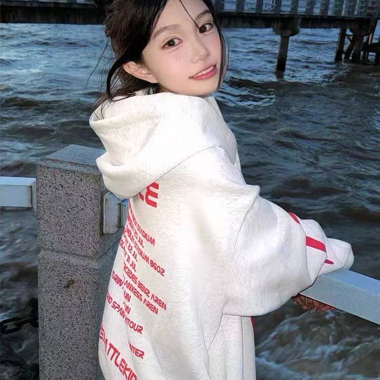 1506/QN8230/P56美式拼色连帽卫衣秋冬小个子时尚减龄开衫外套,女装短外套,星座1506