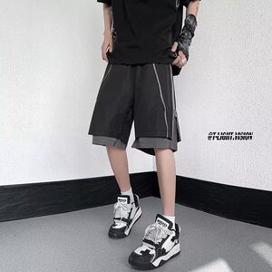 1506/QK190/P39假两件短裤男夏季休闲五分裤美式冲锋工装裤子图片