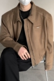 1506/Q76310/P59复古休闲做旧机车皮衣外套男短款垫肩立领夹克1，男装皮衣，星座1506