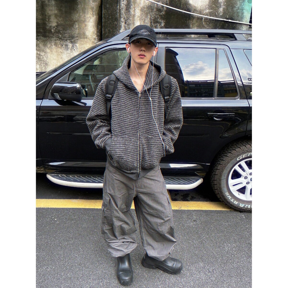 1506/QY400/P57秋新款条纹拉链开衫连帽卫衣男女情侣外套慵懒风潮图片