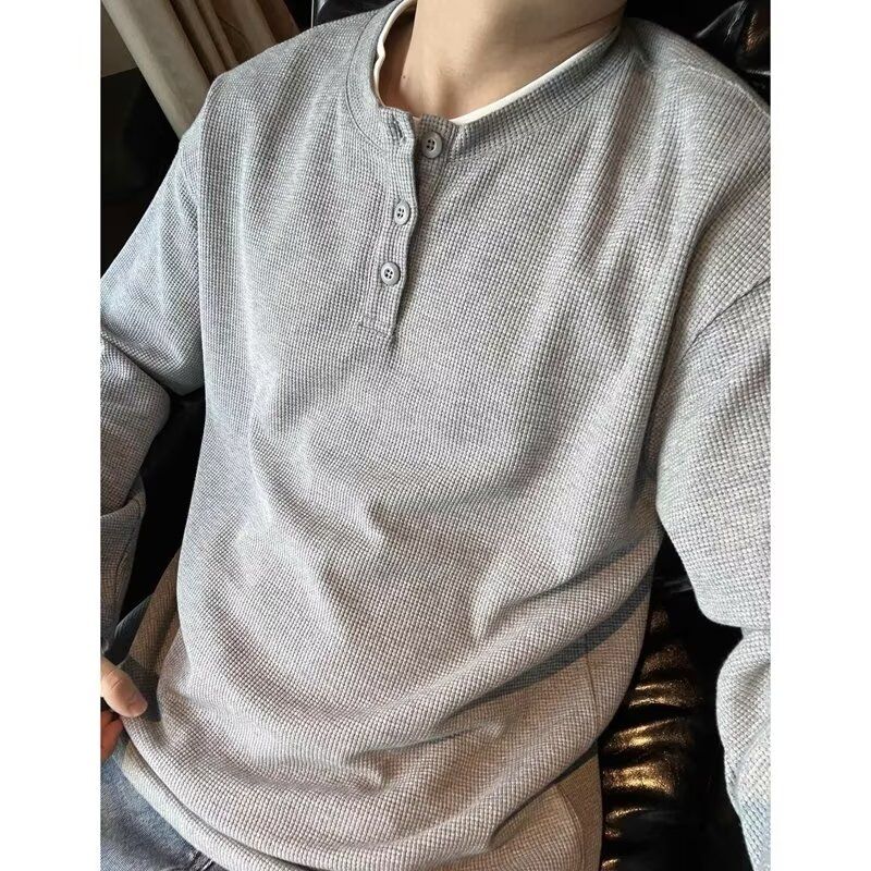 1506/QT4130/P36卫衣男肌理感长袖t恤法式亨利领半开扣POLO衫潮1,男装Polo衫,星座1506