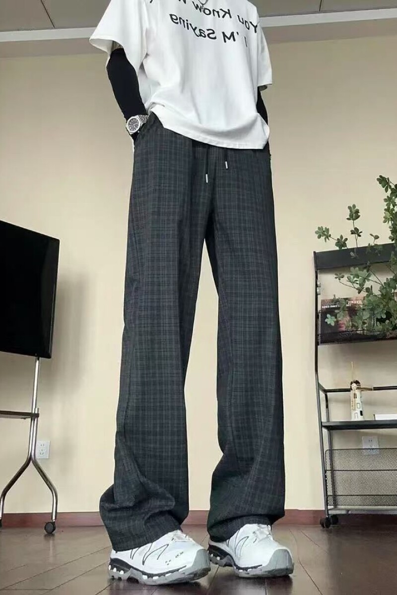 1506/QA4290/P39轻薄透气格子裤长裤休闲裤情侣男女百搭复古ins,男装休闲裤,星座1506
