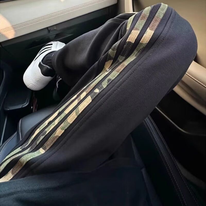 1506/QGK450/P42三条杠迷彩条纹运动卫裤男冬加绒加厚美式2,男装休闲裤,星座1506