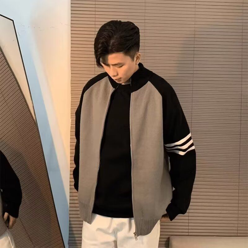 1506/QLD750/P54立领撞色针织外套男生休闲毛线衣服冬装2,男装针织衫/毛衣,星座1506