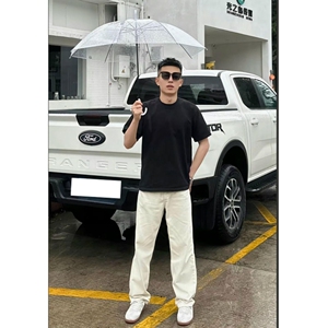 1506/Q309/P44白色修身直筒牛仔裤夏季男裤潮牌休闲弯刀阔腿长裤图片