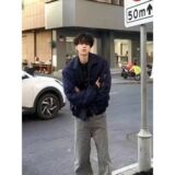 1506/QWT900/P66复古藏青色飞行夹克外套男潮牌翻领短款棒球服，男装夹克，星座1506