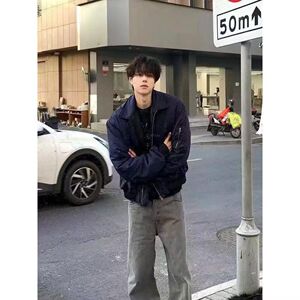 1506/QWT900/P66复古藏青色飞行夹克外套男潮牌翻领短款棒球服图片