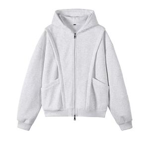 1506/QRXLL1080/P54解构设计感开衫卫衣男春秋冬季休闲外套上衣,150女生怎么穿搭冬天图片