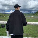 1506/Q8100/P58拼接灯芯绒外套秋季潮痞帅复古休闲宽松翻领夹克1，男装夹克，星座1506