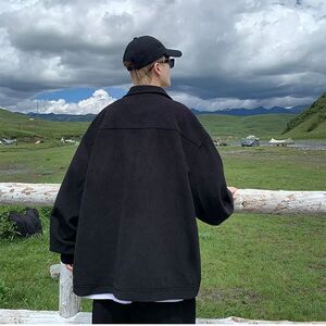 1506/Q8100/P58拼接灯芯绒外套秋季潮痞帅复古休闲宽松翻领夹克1图片
