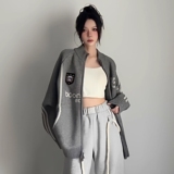 1506/QY770/P68男女美式复古字母双拉链开衫罗纹肌理针织衫2，男装针织衫/毛衣，星座1506