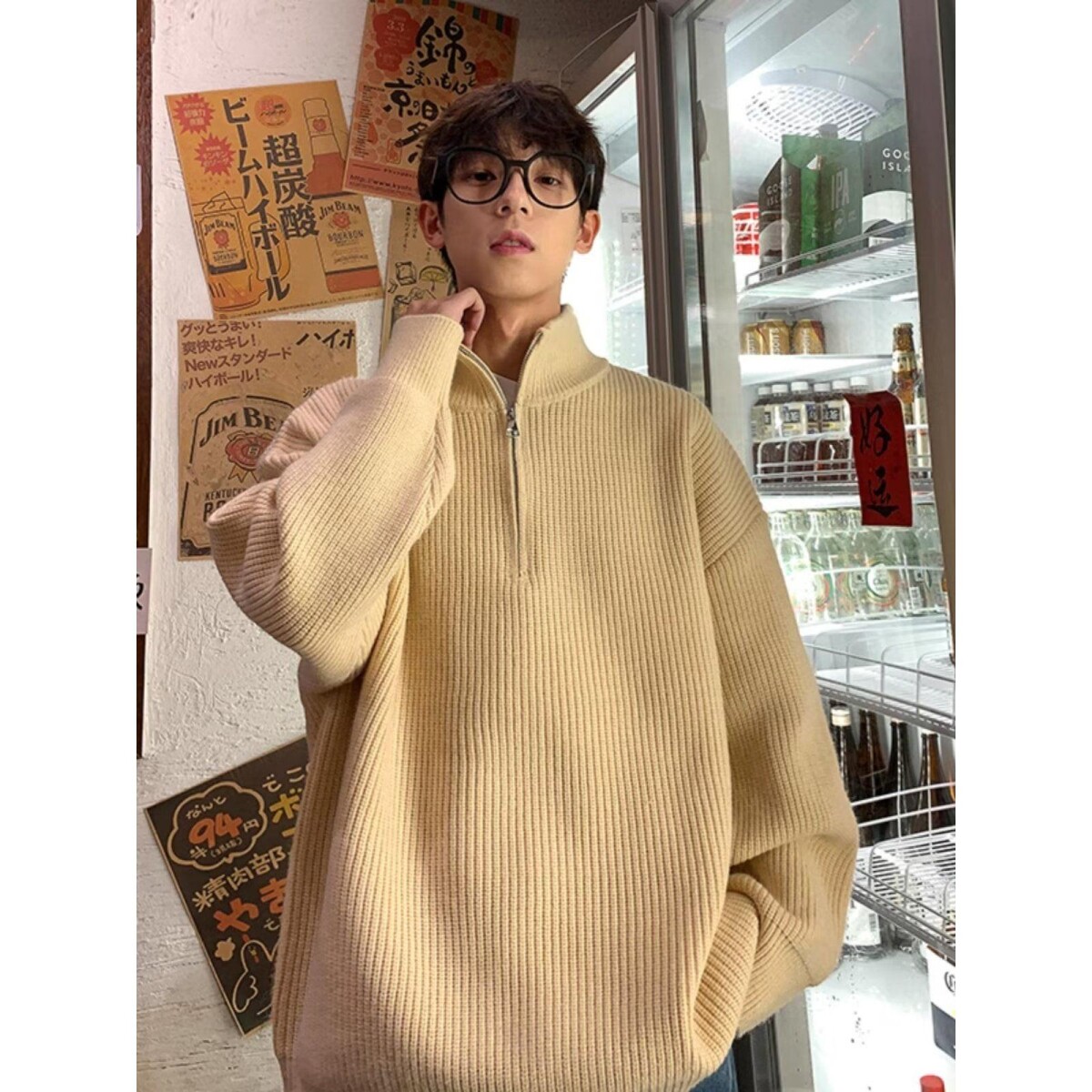1506/Q5010/P50半拉链毛衣男士韩版宽松翻领简约针织衫,男装针织衫/毛衣,星座1506