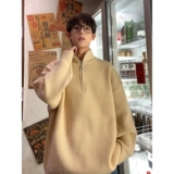 1506/Q5010/P50半拉链毛衣男士韩版宽松翻领简约针织衫，男装针织衫/毛衣，星座1506
