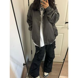 1506/Q6840/P62高街底工装外套男秋潮牌宽松百搭翻领飞行员夹克1图片