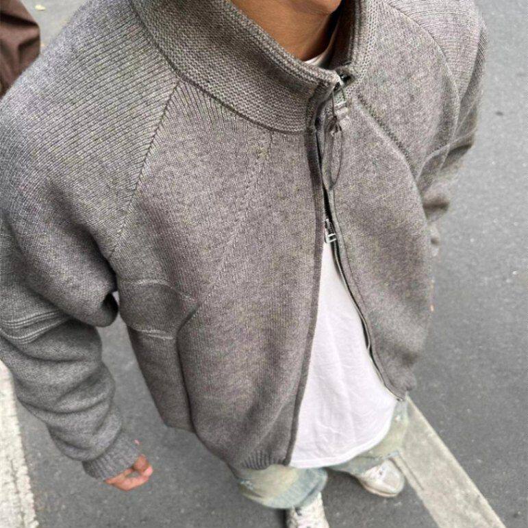 1506/QD540/P60秋冬季韩系美式拉链立领重磅毛衣男针织开衫3,男装针织衫/毛衣,星座1506