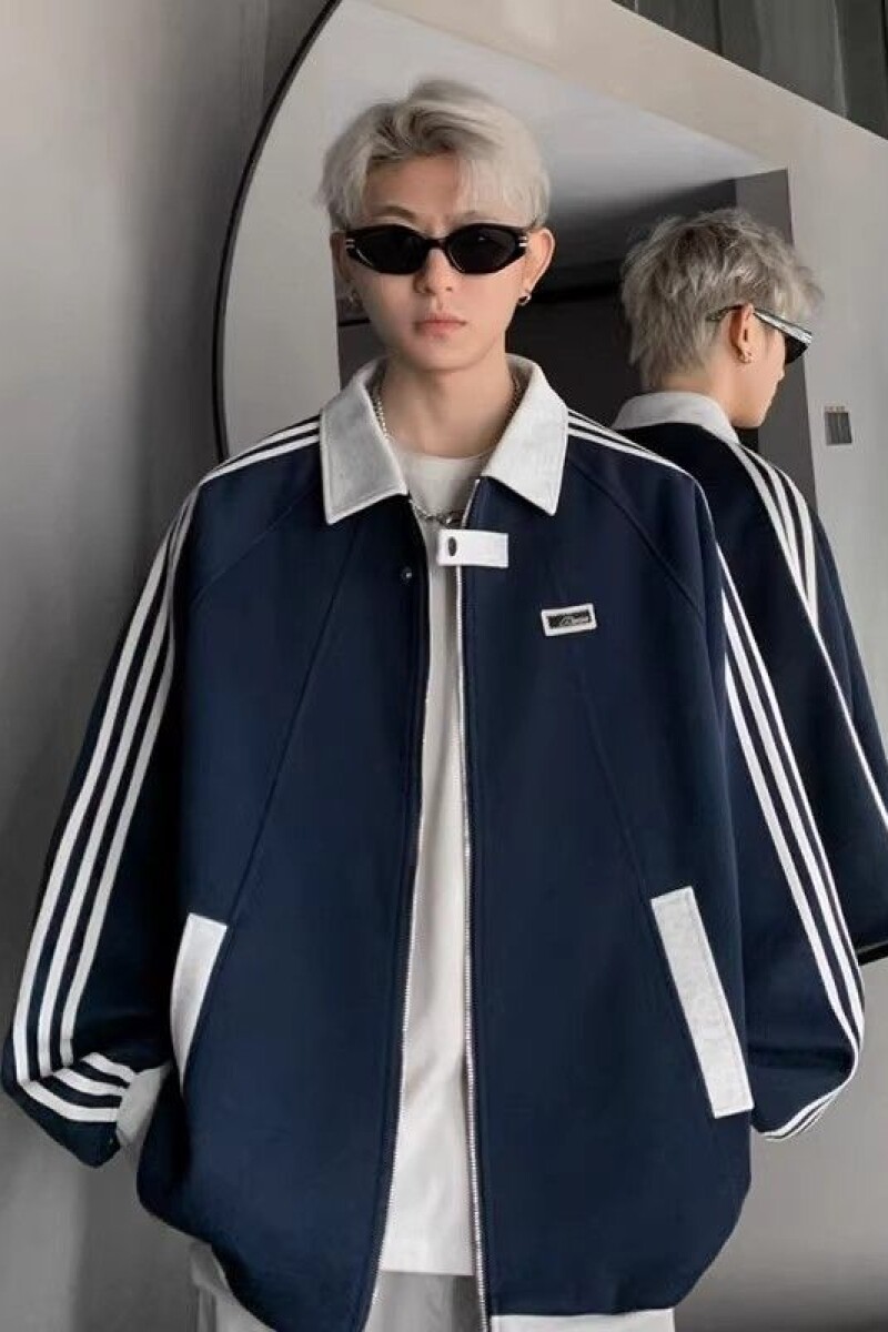 1506/Q83000/P52春秋重磅三条杠开衫卫衣潮牌翻领棒球服外套1,女装短外套,星座1506