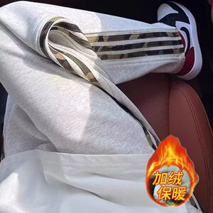 1506/QGK450/P42三条杠迷彩条纹运动卫裤男冬加绒加厚美式2