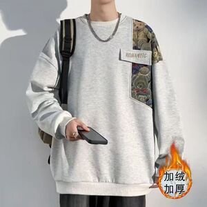 1506/QY25R0/P39新中式潮牌刺绣拼接卫衣男春秋季风衣服长袖1图片