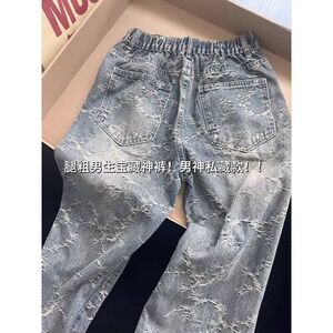 1506/QA0510/P49潮男夏季新款2025牛仔裤潮高街潮流痞帅长裤图片