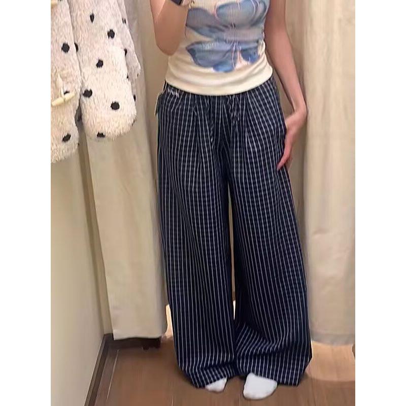1506/QA80390/P46宽松休闲裤男百搭裤子夏季坠感阔腿拖地长裤,男装休闲裤,星座1506