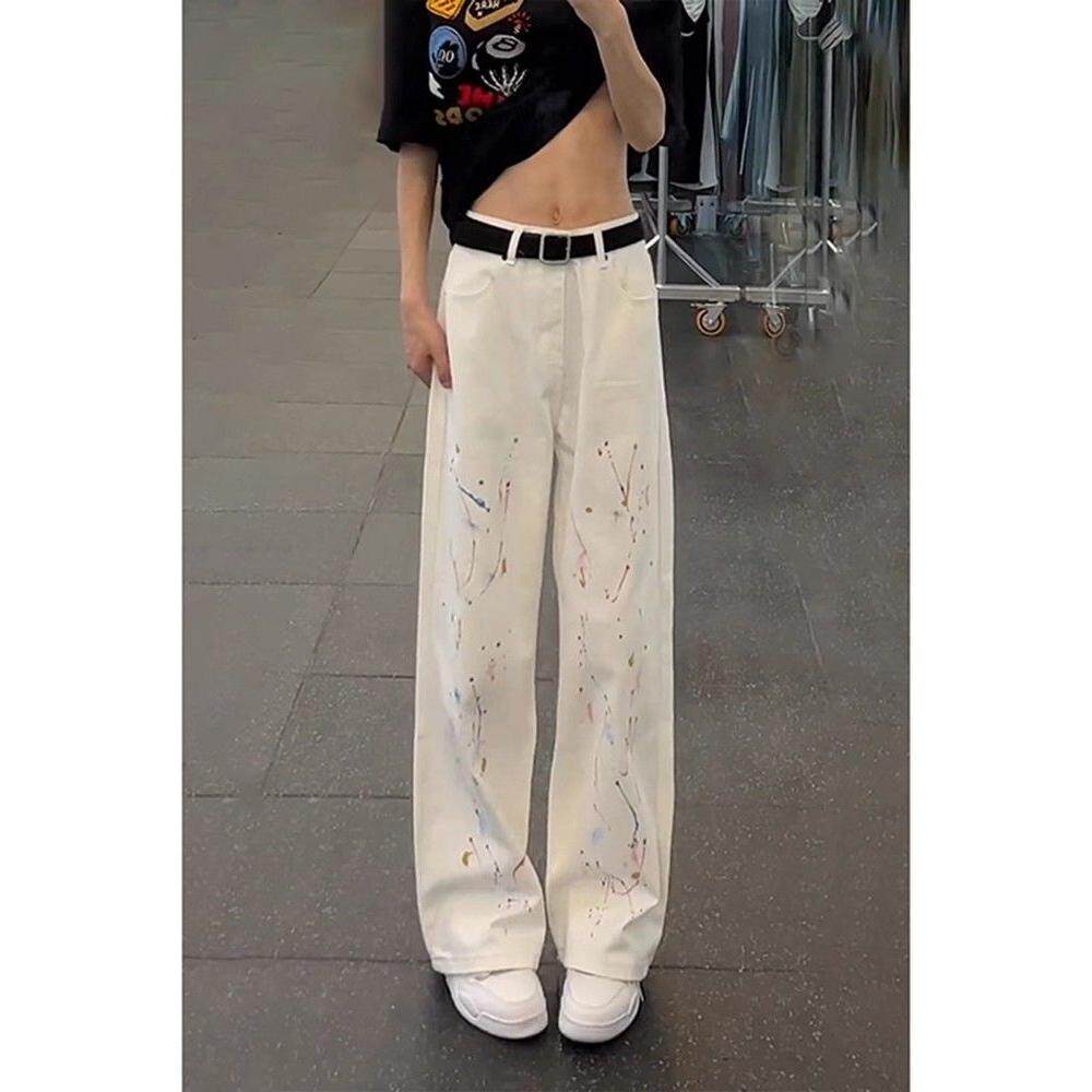 1506/Q21330/P41美式高街扎染宽松工装阔腿牛仔裤女2025拖地裤子1,男装牛仔裤,星座1506