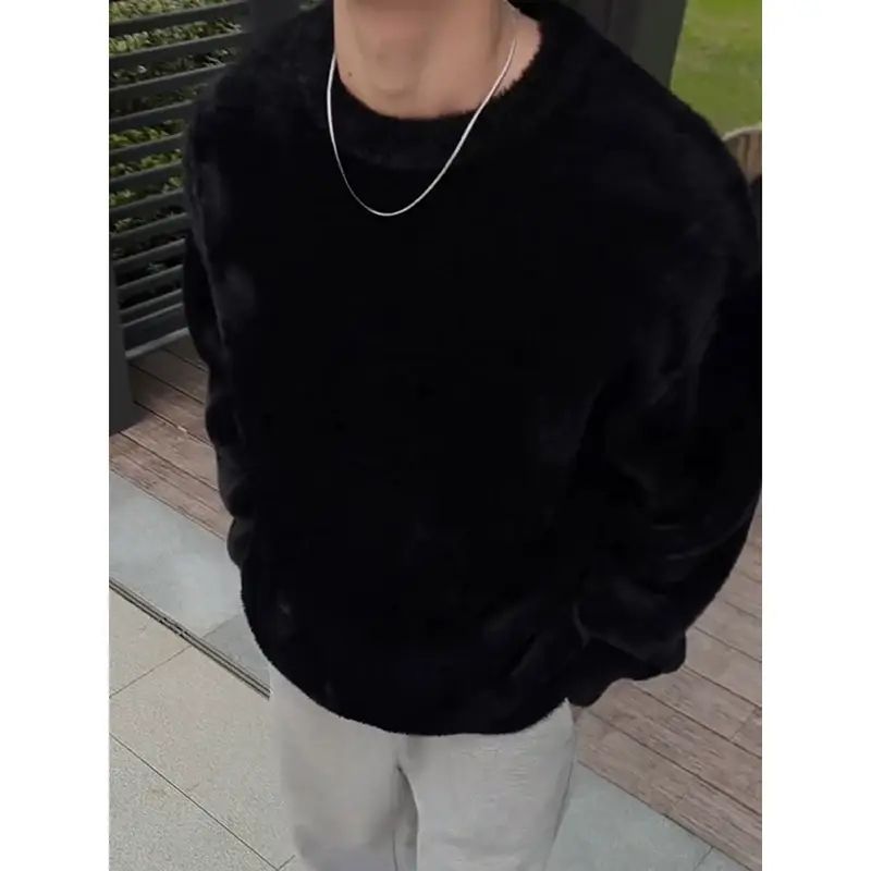 1506/QL0170/P53米白色马海毛软糯毛衣男冬季宽松慵懒风针织衫3,男装针织衫/毛衣,星座1506