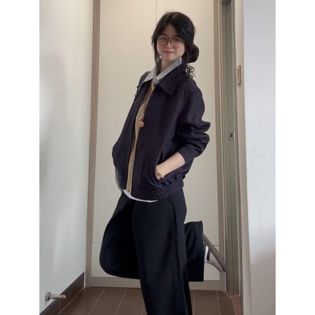 1506/Q68090/P65情侣款拼接格子外套秋百搭高街痞帅男女夹克上衣,男装夹克,星座1506