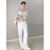 1506/Q309/P44白色水洗弯刀软牛仔裤男韩版宽松阔腿裤直筒休闲裤，男装牛仔裤，星座1506