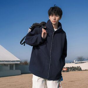 1506/QW3090/P56春秋新款美式休闲拼色连帽情侣外套帅气1图片