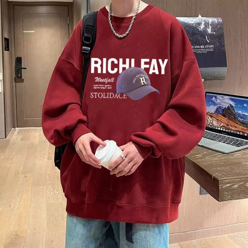 1506/QR5089/P39美式复古卫衣男秋季重磅高级感痞帅长袖上衣,男装卫衣,星座1506