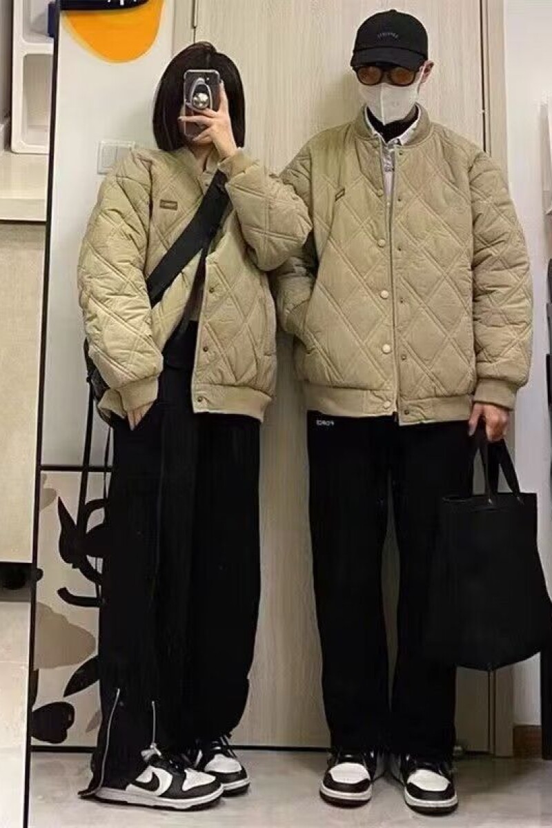 1506/2220/P75菱格棉服男女冬棒球服加厚棉衣棉袄复古外套,男装棉衣,星座1506