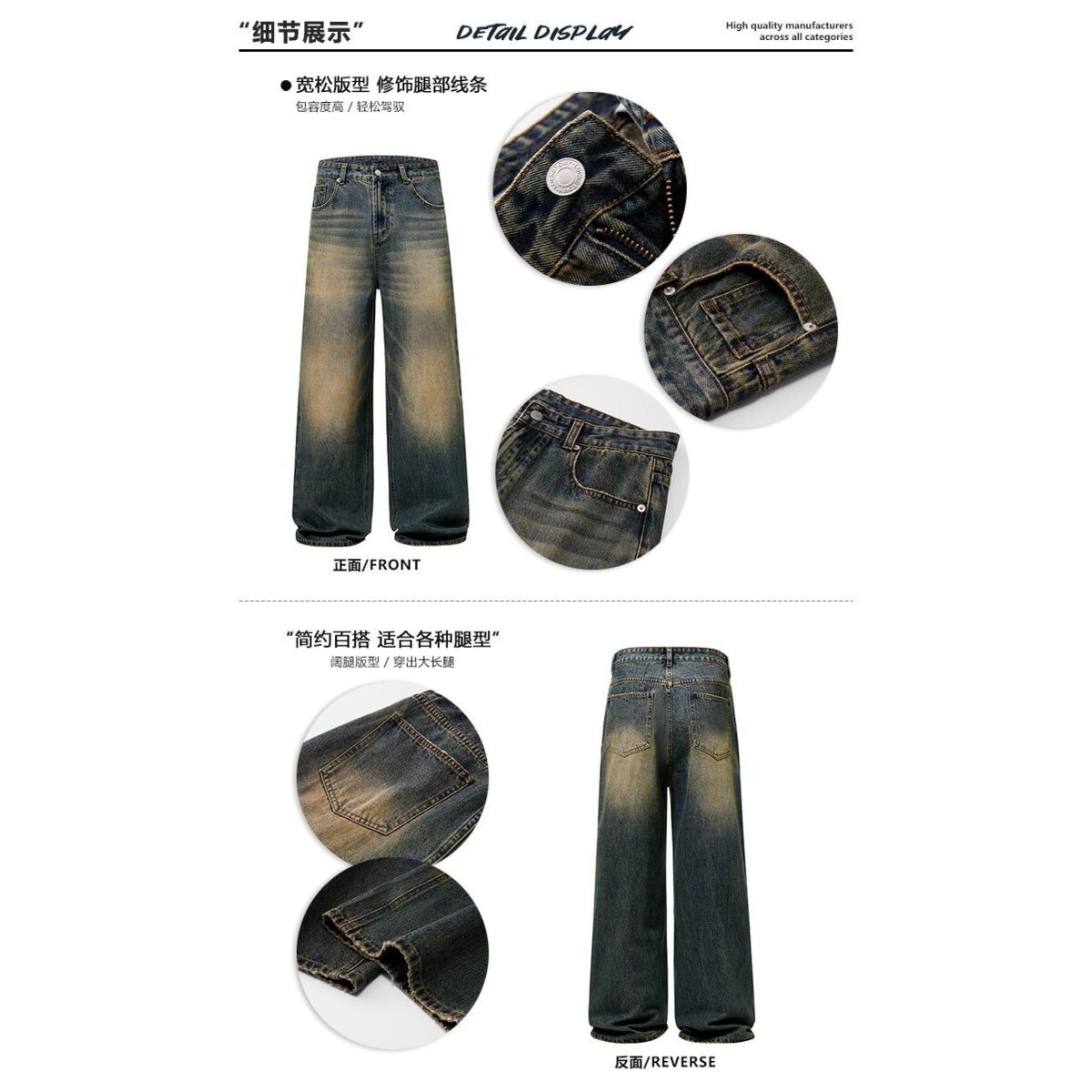 1506/Q66420/P46秋冬主推款四色韩版A字型宽松阔腿牛仔裤2,男装牛仔裤,星座1506