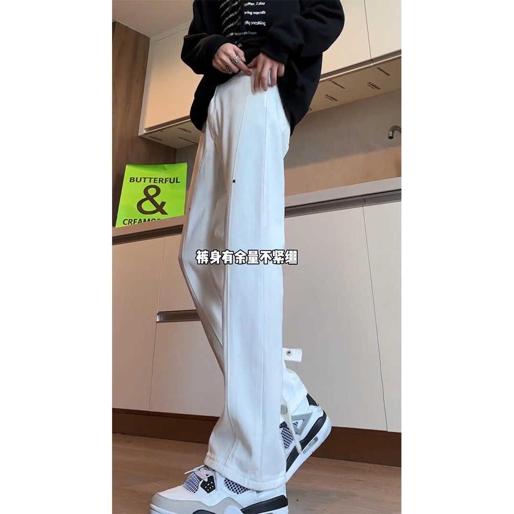 1506/QG330/P44美式高街裤子潮牌白色中高腰牛仔裤男显瘦微喇裤1,男装牛仔裤,星座1506