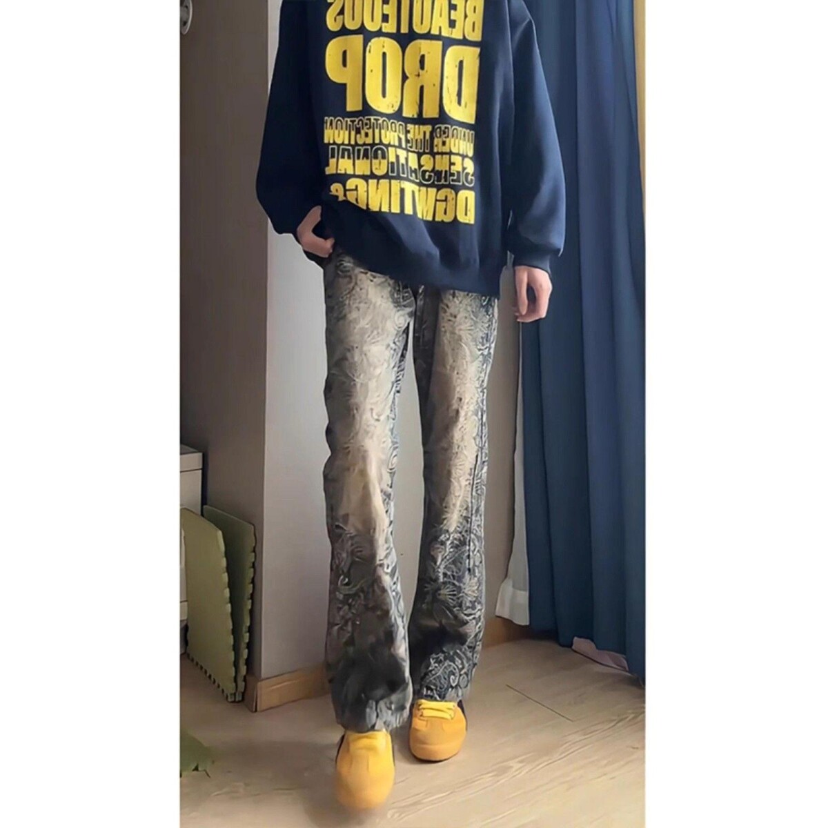 1506/QM80100/P56新款宽松直筒微喇裤美式复古休闲裤1,男装休闲裤,星座1506