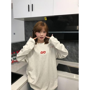 1506/QA10111/P46刺绣字母白灰色长袖t恤女潮牌体恤重磅2025年潮图片