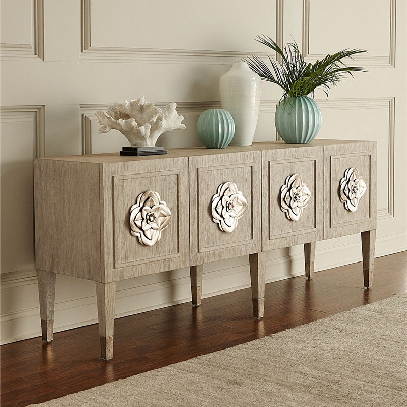 美式乡村入户玄关柜简约别墅餐边柜高端复古装饰柜轻奢风橡木边柜