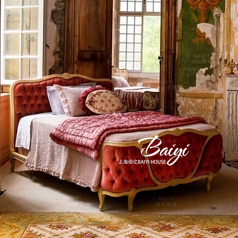 法式双人床欧式实木雕刻公主床奢华主卧高端美式别墅主卧拉扣婚床