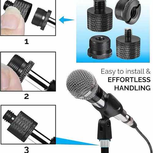 Mic 8 Piece Metal Mic Stand Adapter Kit - 3/8 to 5/8 & 1/4