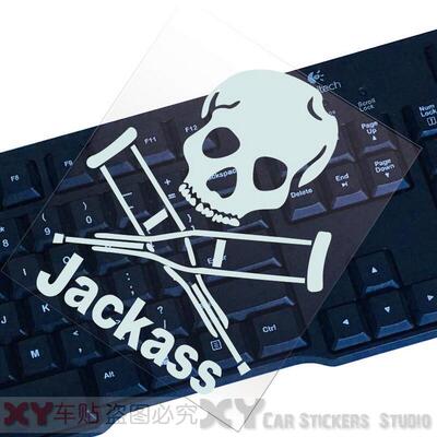XY車贴 反光防水汽车贴纸 MMJ潮牌骷髅 JACKASS 骷髅  电摩反光贴