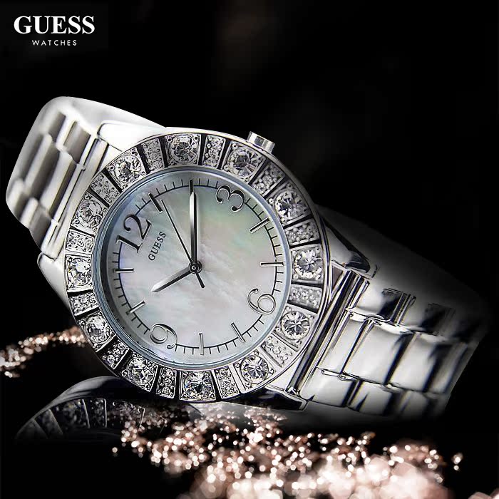 国内现货 guess 手表大粒钻珍珠贝母表盘时尚潮流女表g86060l