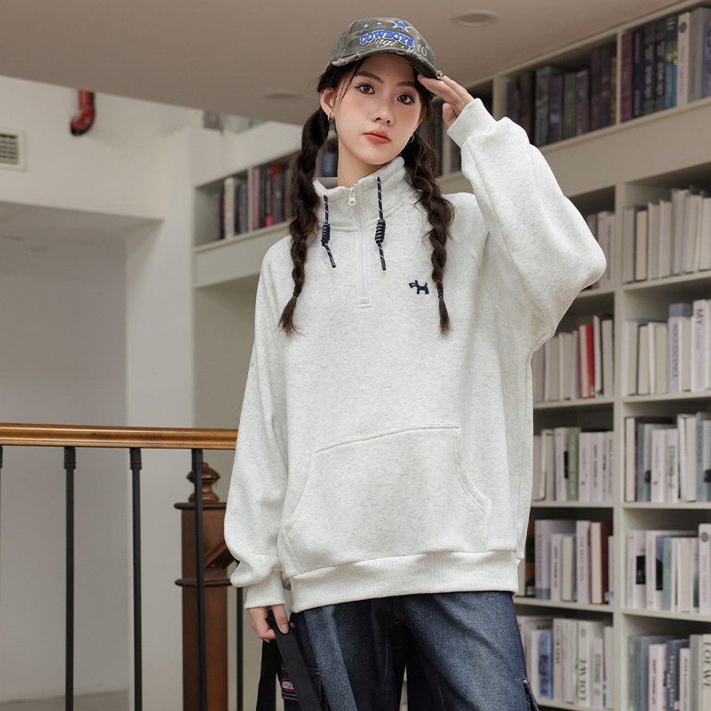 女童加绒卫衣骄骄虎女大童2025冬季新款加厚一体绒上衣polo衫7445