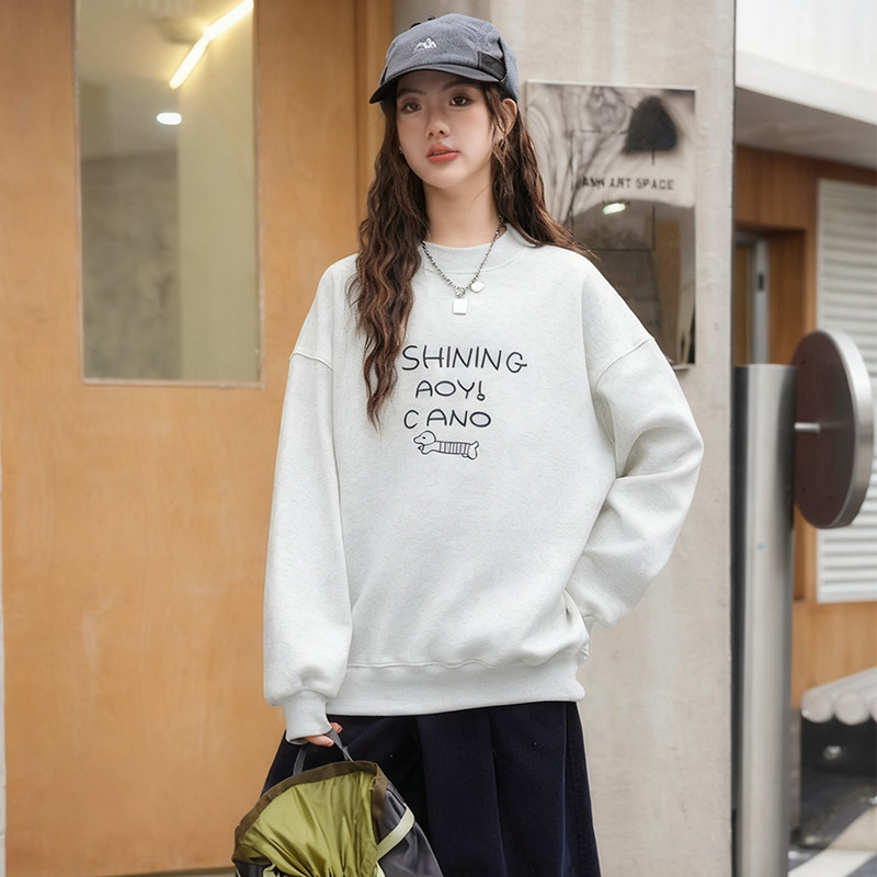 骄骄虎女童加绒卫衣2025冬季新款初中生高中生一体绒内搭上衣7539