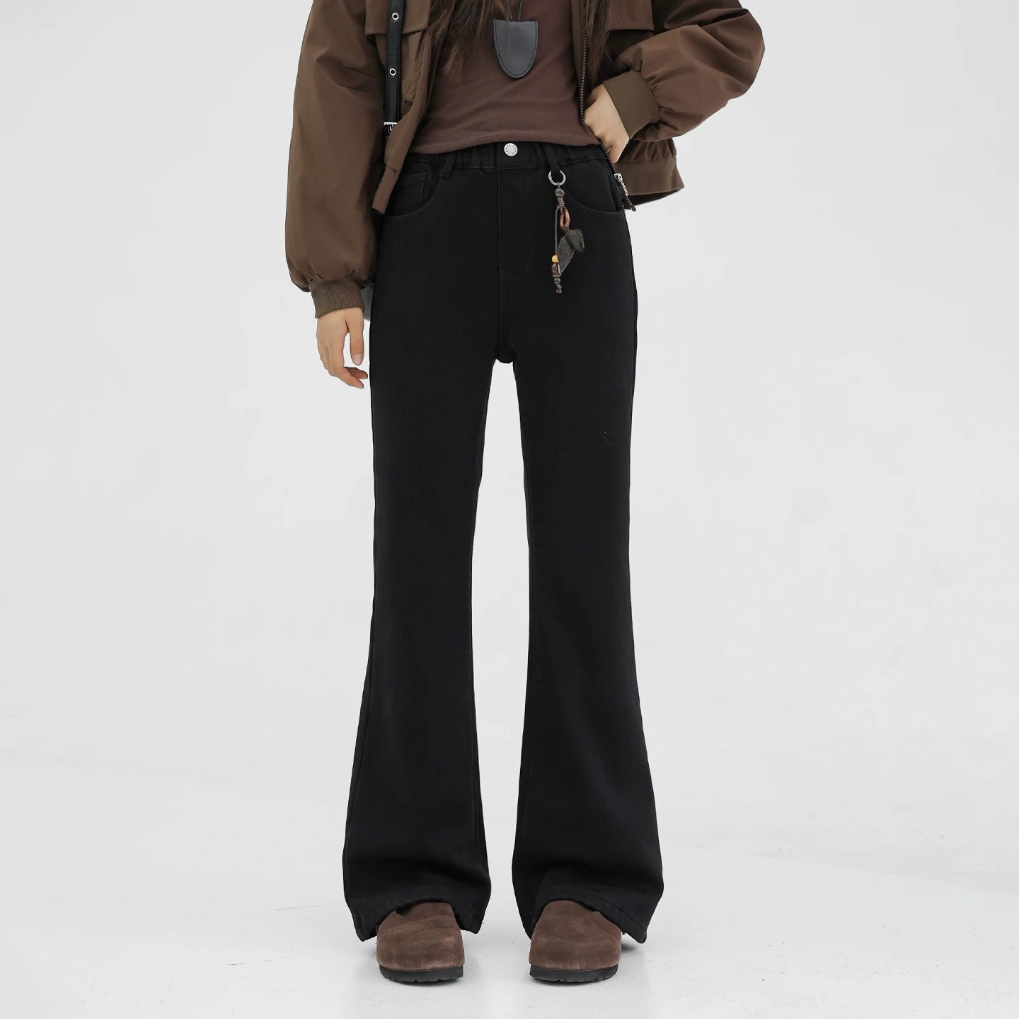 骄骄虎女大童加绒牛仔裤