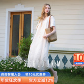 度假蕾丝连衣裙流苏系带A字裙宽松插肩袖 三彩2025夏季 新款 长裙M女