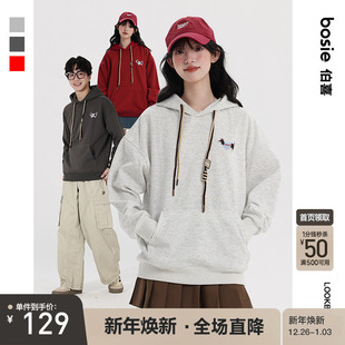 cleanfit 卫衣男情侣腊肠狗摇粒绒套头连帽美式 bosie2025秋季 新款