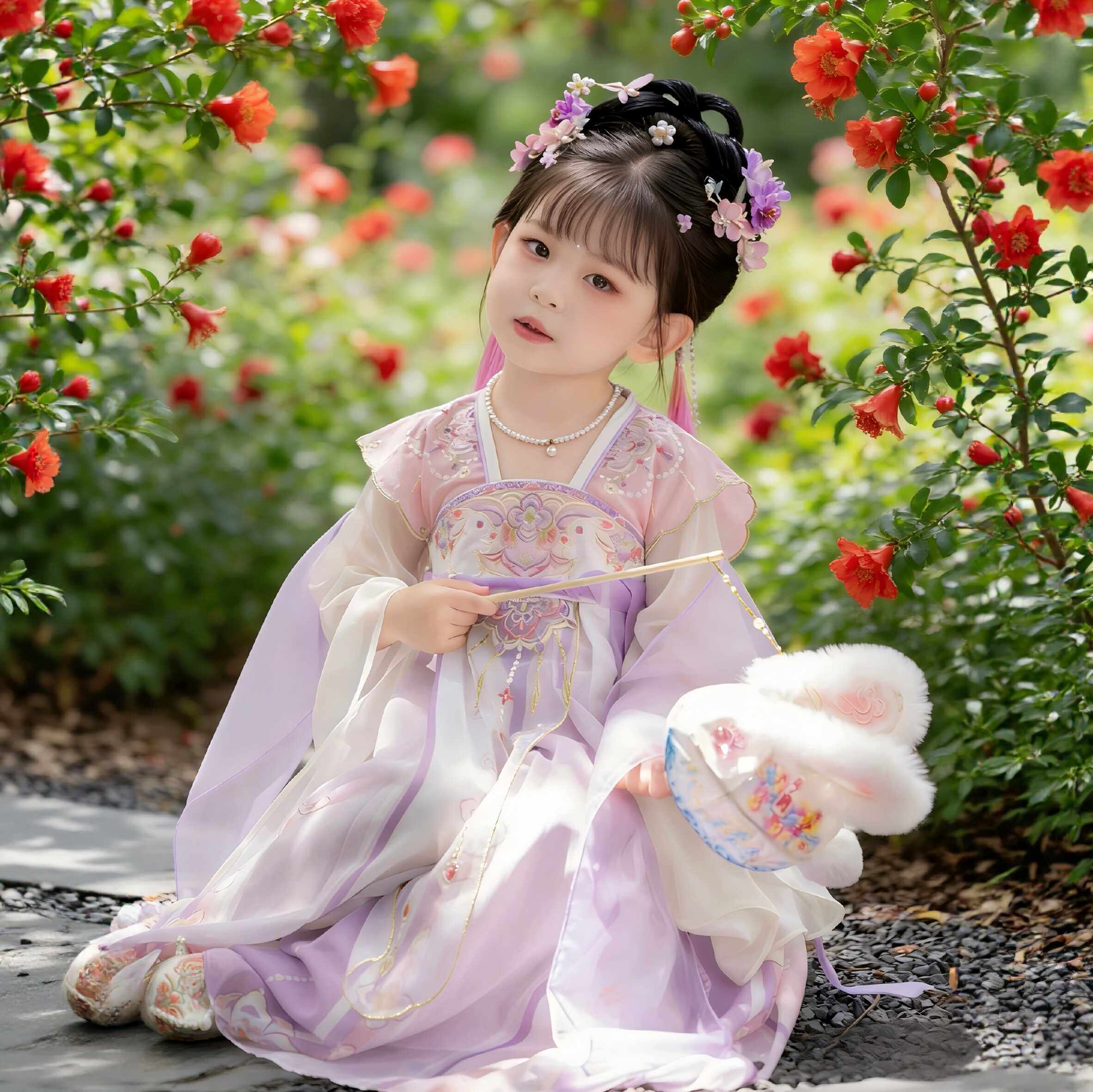 女童汉服2026新款儿童春秋古风小女孩超仙公主裙中国风紫色连衣裙