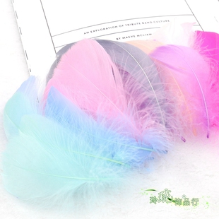 马卡龙鹅毛大中小飘拍摄道具礼盒花束装饰diy捕梦网彩色羽毛材料