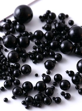 diy饰品配件手工串珠不掉皮黑色糖果珠6-20mm 散珠子手链包包材料