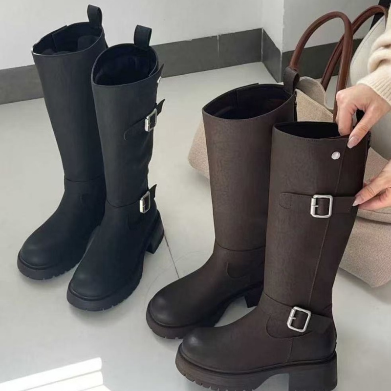 瑞利宝超火长筒靴加薄绒皮带扣