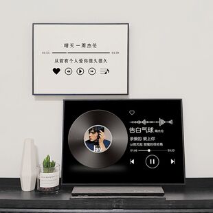 周杰伦周边唱片挂画黑白简约装饰画明星jay海报CD新款2026网红画